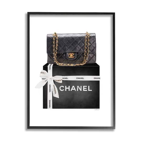 Stupell Industries Black Quilted Purse on Bold Glam Bow Box Framed Wall Art